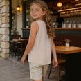 thumbnail image 4 of Eltusu Girls Tank Tops, Comfort Crew Neck Summer Cotton Sleeveless T-Shirts Khaki Size 9-10 T, 4 of 6