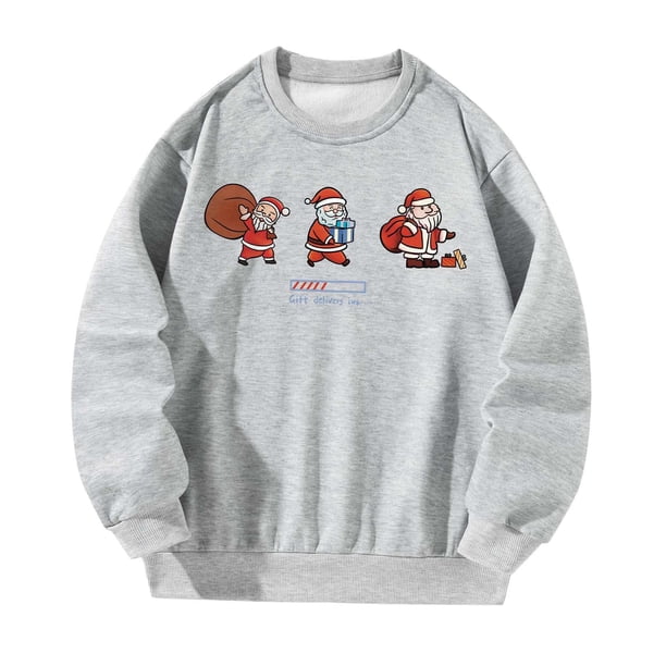 Sudadera para Mujer Tops Casual Gris Ajuste Suelto Trajes de Otoño Disfraces Cuello Redondo SG