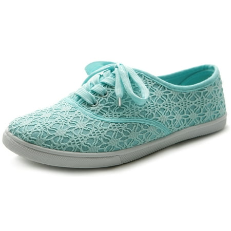 

Ollio Women s Shoes Lace Up Sneaker Canvas Flats ML027