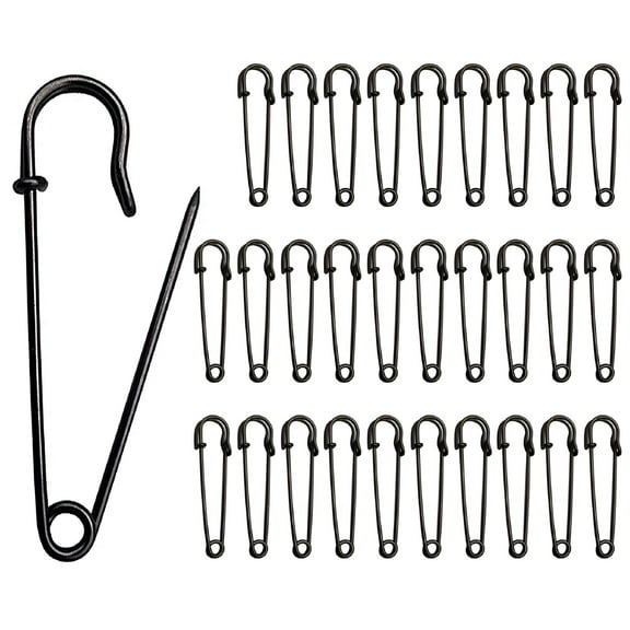 VANIDO 30 Pcs Black Large Safety Pins,Safe and Durable for Blankets,Clothing,and Crafting