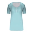 thumbnail image 3 of OSFVNOXV Summer Tops for Women Ribbed Knit Shirts Casual Button Up Crew Neck Short Sleeve Pullover Juniors Clothes, 3 of 4