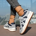 thumbnail image 4 of Rokment Womens Vintage Color Block Running Tennis Walking Shoes Fashion Sneakers Comfortable Breathable Mesh Memory Foam Basketball Volleyball Training Workout Fitness Skate Shoes Blue Size 5.5, 4 of 8