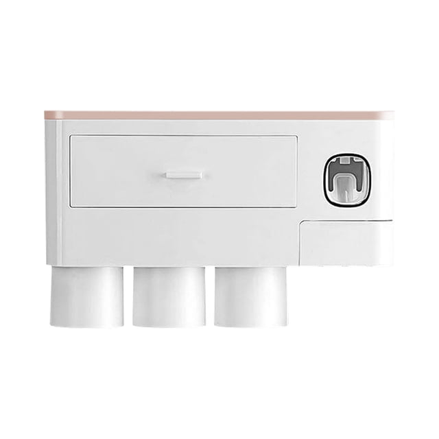 Wall Mounted Toothbrush Holder with Toothbrush Dispenser Drilling Free Space-Saving Toothpaste Squeezer Kit with Cups