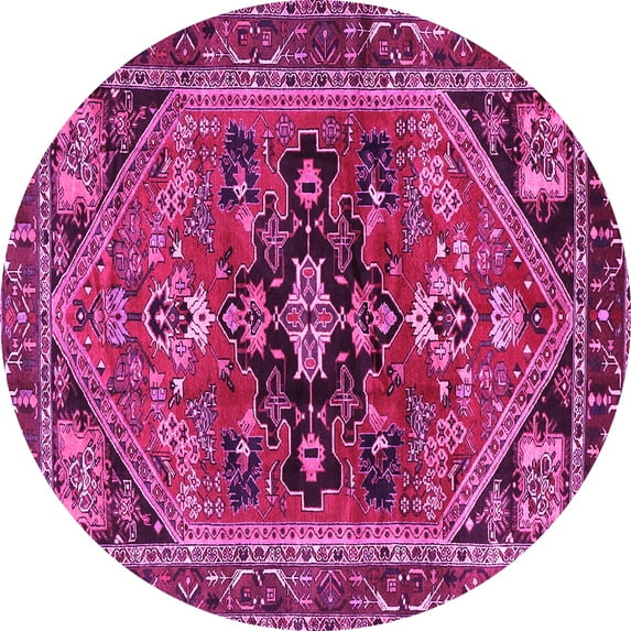 Ahgly Company Indoor Round Persian Pink Traditional Area Rugs, 4' Round