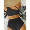 thumbnail image 3 of Women One Shoulder Wrap Bikini Set Push Up High Waisted Two Piece Swimsuits Tummy Control Swimwear, 3 of 6