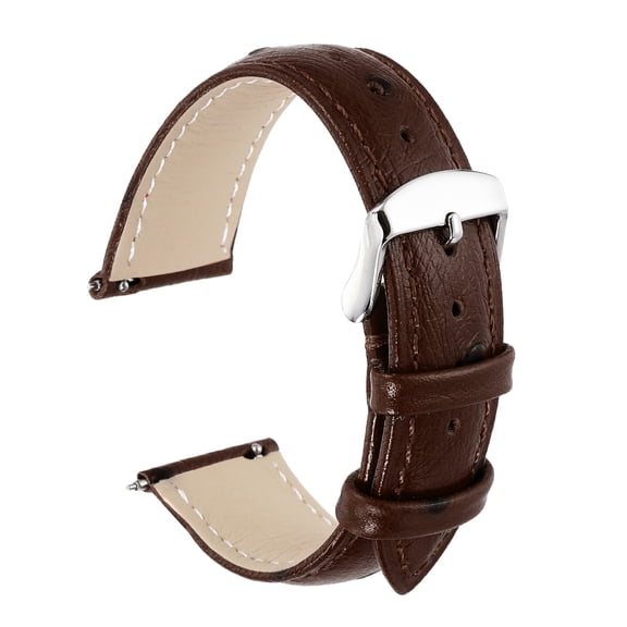 Uxcell Watch Band 21mm Width Vintage Top Grain Leather Quick Release Watch Strap Wristband Replacement Bands with Buckle Pin for Men Women Gifts, Silver-Coffee