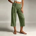 thumbnail image 5 of YanHoo Plaid Capris for Women Elastic Waisted Wide Leg Capri Pants Casual Comfy Vacation Cropped Trousers with Pockets, 5 of 8