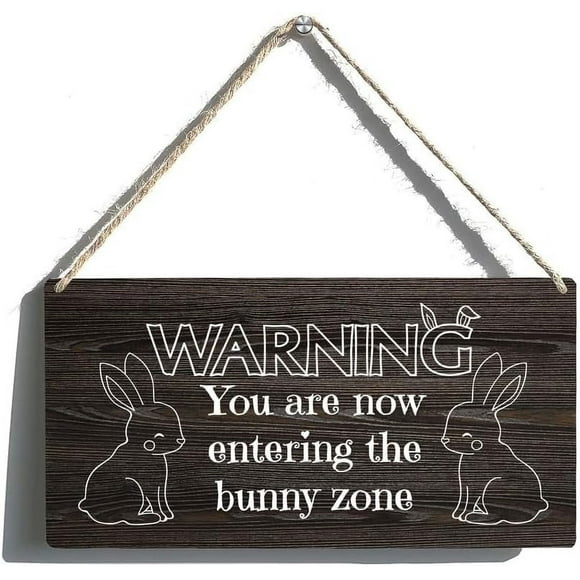 Rustic Hanging Wood Sign Cute Welcome Wood Signs Warning You Are Now Entering The Bunny Zone Personalized Sign For Door Office Shop Courtyard Home Decor Sign Gift 12X8 Inch