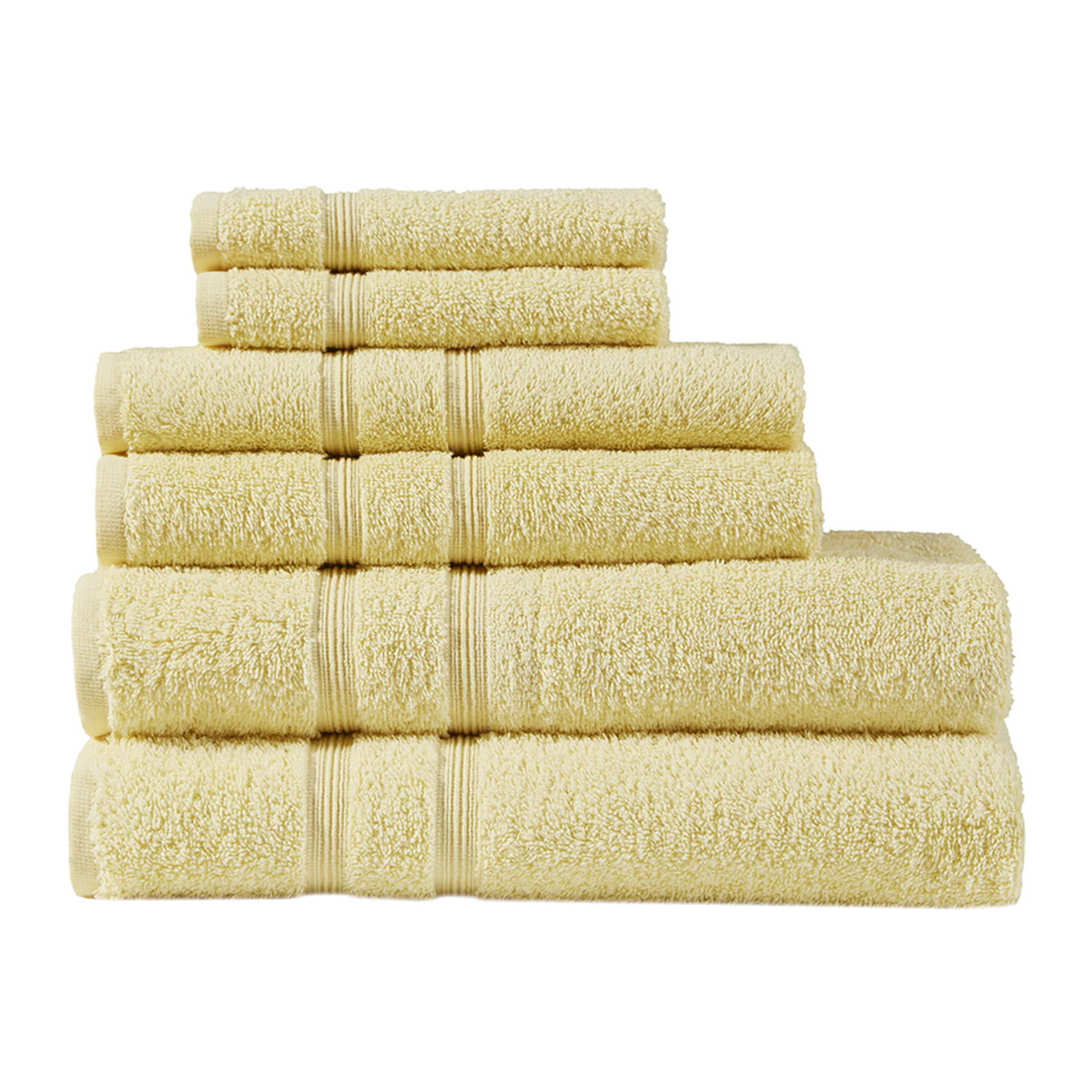 JERFIT Premium 6-Piece Turkish Cotton Bath Towel Set, Soft & Absorbent, Yellow