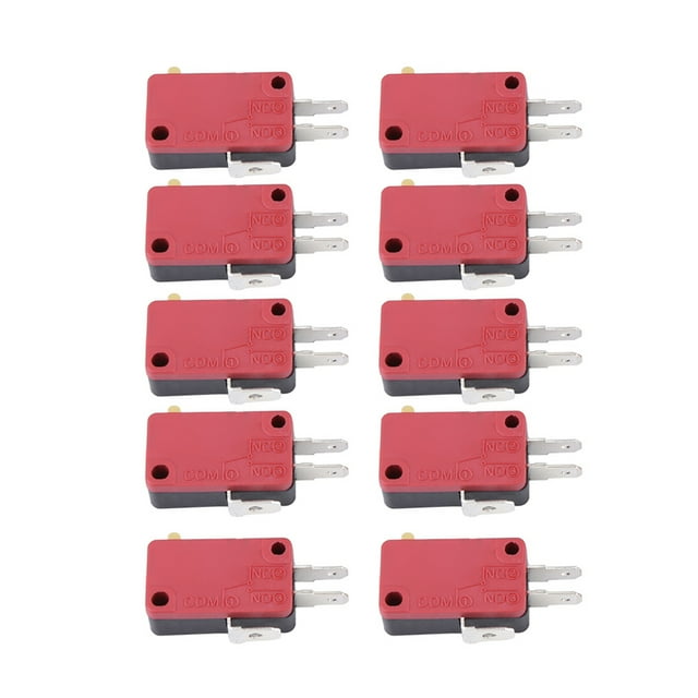 10 Uds. Reemplazo de microinterruptor de botón rojo de 3 pines para juego de Arcade