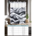 thumbnail image 6 of No Hook Cloth Fabric Shower Curtain with Snap in Liner, Modern Sea Waves Waterproof Shower Curtains Set with See Through Top Window, Grey White Texture Abstract Texture Bath Curtains Shower 66"x72", 6 of 6