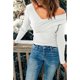 thumbnail image 3 of Top de manga larga con cuello en V, camiseta suave y cómoda para mujer, transpirable, para compras en casa, oficina al aire libre, 3 of 8