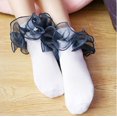 thumbnail image 4 of 1Pairs Toddler Girls Ruffle Socks Double Lace Frilly Princess Dress Sock Cotton Anti-slip Ankle Socks for Kids Years 1-10T, 4 of 6