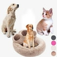 thumbnail image 6 of Cute Round Calming Dog Bed of Paw Shape, Pet Large Fur Plush Dog Bed Donut for Medium Large Breed Dog, Soft, Comfy and Cozy Doggie Bed with Bolster C, 6 of 7