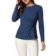 thumbnail image 1 of INSPIRE CHIC Women's Round Neck Front Twist Long Sleeve Blouse Tops, 1 of 7