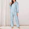 thumbnail image 2 of Fuzoiu Floral Daisy Print Women's Long-Sleeved Pajama,Lounge Button Down Nightwear,Womens Notch Collar Pajama Set-Medium, 2 of 7