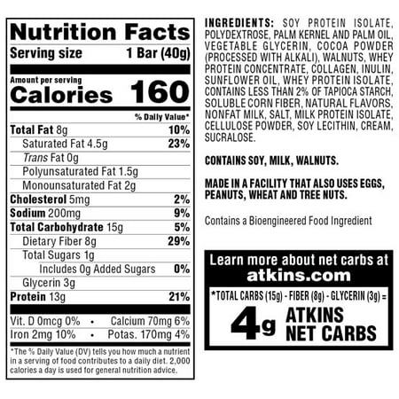 Atkins Snack Bar, Triple Chocolate, Keto Friendly, 6/5ct Boxes