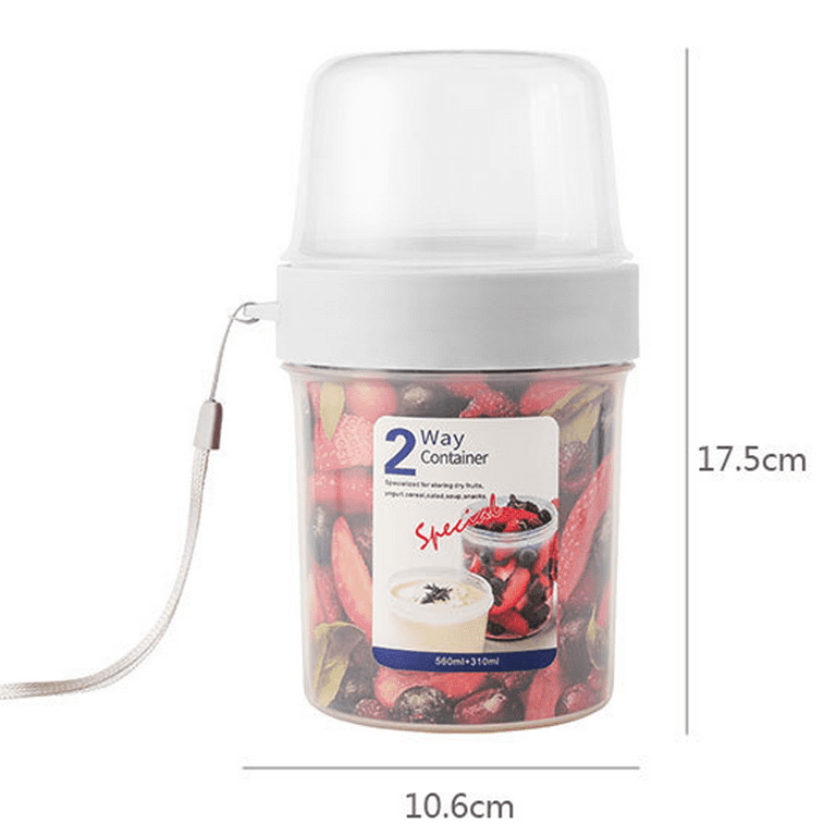 Cereal Breakfast Yogurt On the Go Cups Portable Cereal To-Go Container with  Top Lid Granola & Fruit Compartment with Spoon and Silicone Holder