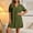 Army Green1, variant on Women's Casual Fashion Solid Color Ice Silk Wrinkle V-Neck Short Sleeve Shift Dress Perfect for Summer Wear S-XXL