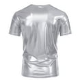 thumbnail image 6 of Plebaso Mens Shiny T Shirts V Neck Short Sleeve Stylish T-Shirts Dance Wear Tee Tops for Nightclub Party, 6 of 7