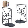 thumbnail image 2 of Abstract Creative Design Book Supports, Super Smooth Round Edges Heavy Duty Metal Bookends for Keeping Books Standing Neatly Upright, Perfect for Office Or Home Use (Black), 2 of 5