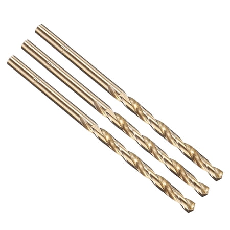 FRKSMD-5/32 Drill Bit Jobber Straight Shank M2 High-Speed Steel 135&deg; Gold Finish for Stainless Steel Hard Metal - 3 Pack