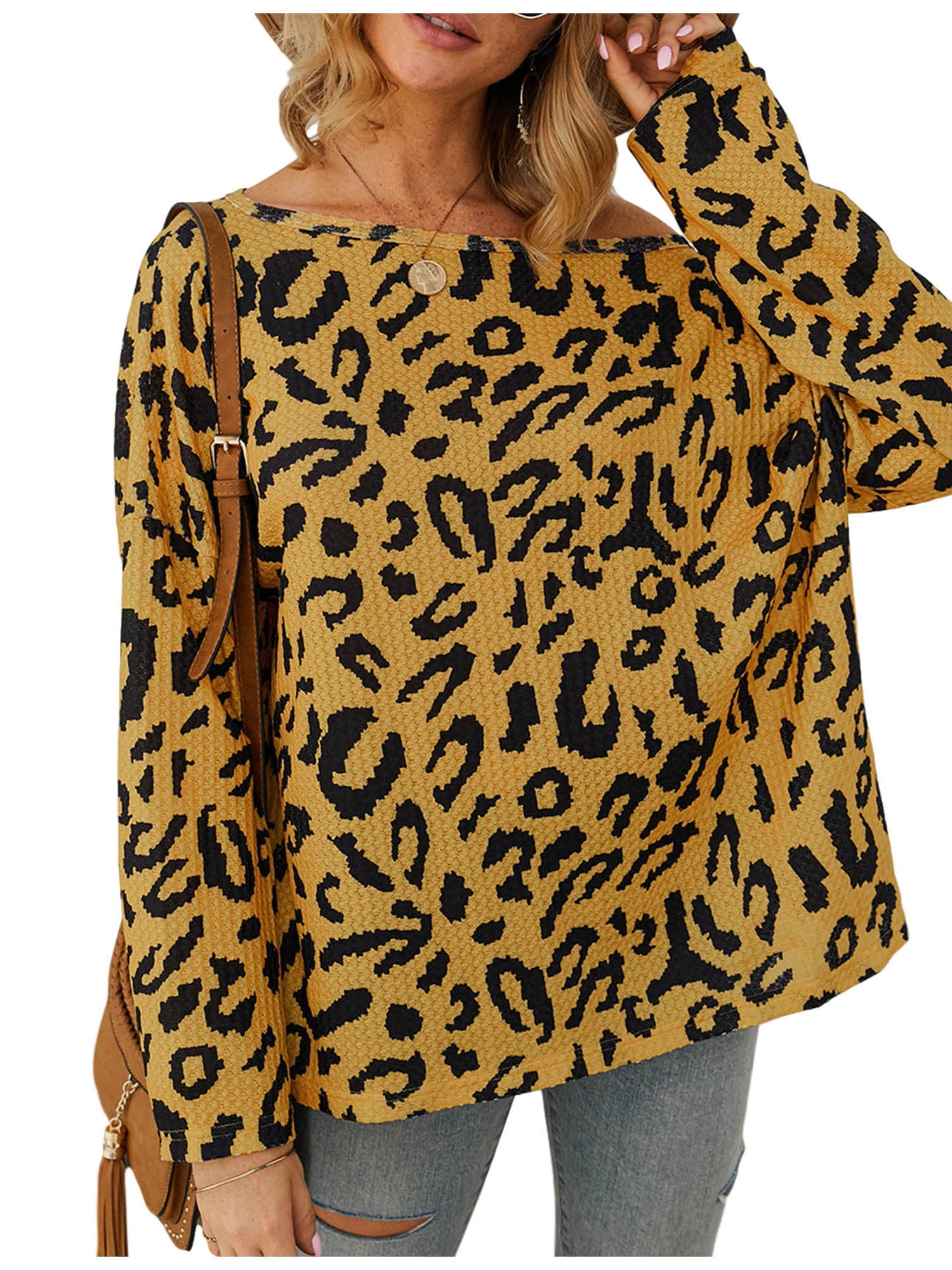 yellow leopard blouse