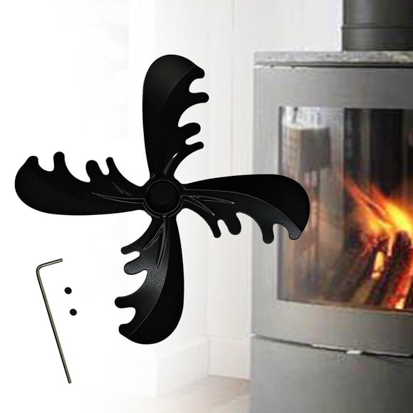 Aspa de ventilador para hogar, ventilador para hogar alimentado por calor de 4 aspas con tornillos de montaje, pequeño ventilador de estufa Universal negro perfecl Ventilador de chimenea