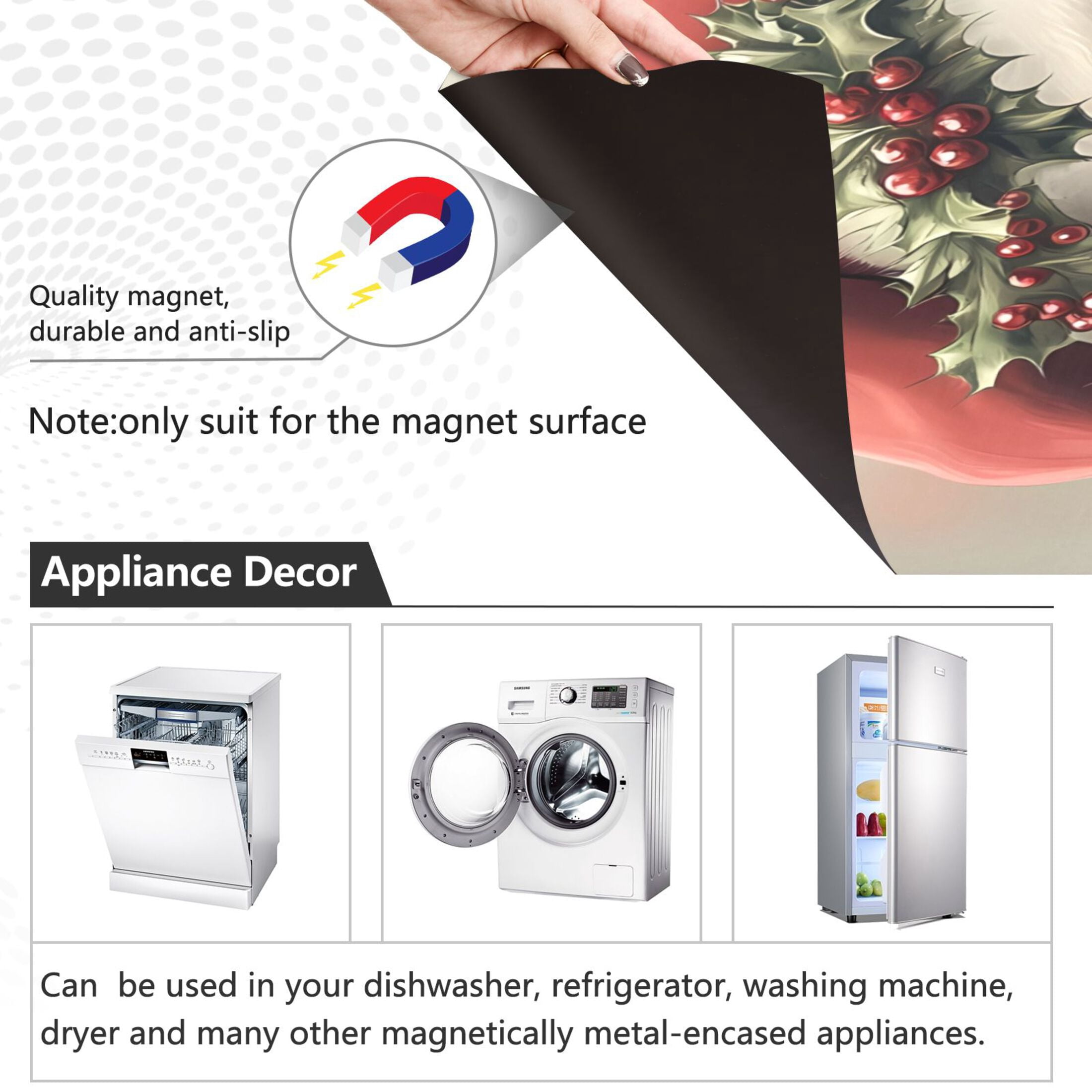 Ryvnso Vintage Santa Claus with Cardinal Dishwasher Magnetic Refrigerator Magnet Cover Kitchen Home Decorative 23"x26"