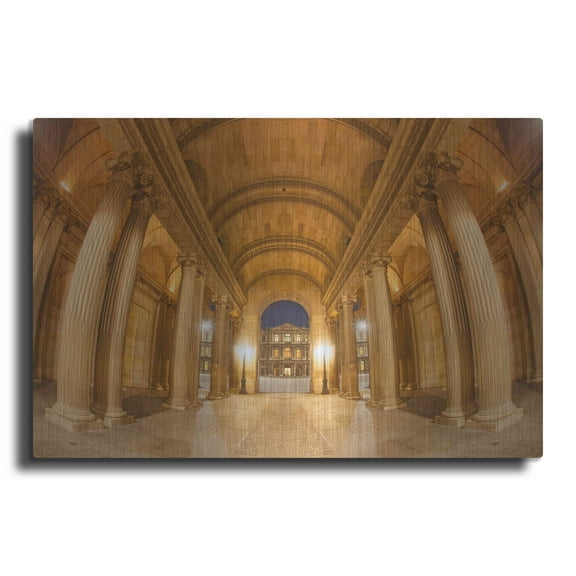 Luxe Metal Art 'Golden Columns' by Sebastien Lory, Metal Wall Art, 16"x12"