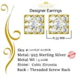 thumbnail image 5 of King of Bling's 925 Yellow 1.46ct Sterling Silver Cubic Zirconia Women's & Men's Square Earrings, 5 of 12