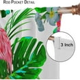 thumbnail image 6 of Tropical Green Plant Curtain Flower and Flamingo Blackout Print Rod Pocket Window Drapes for Bedroom Living Room 42x54in, 6 of 6