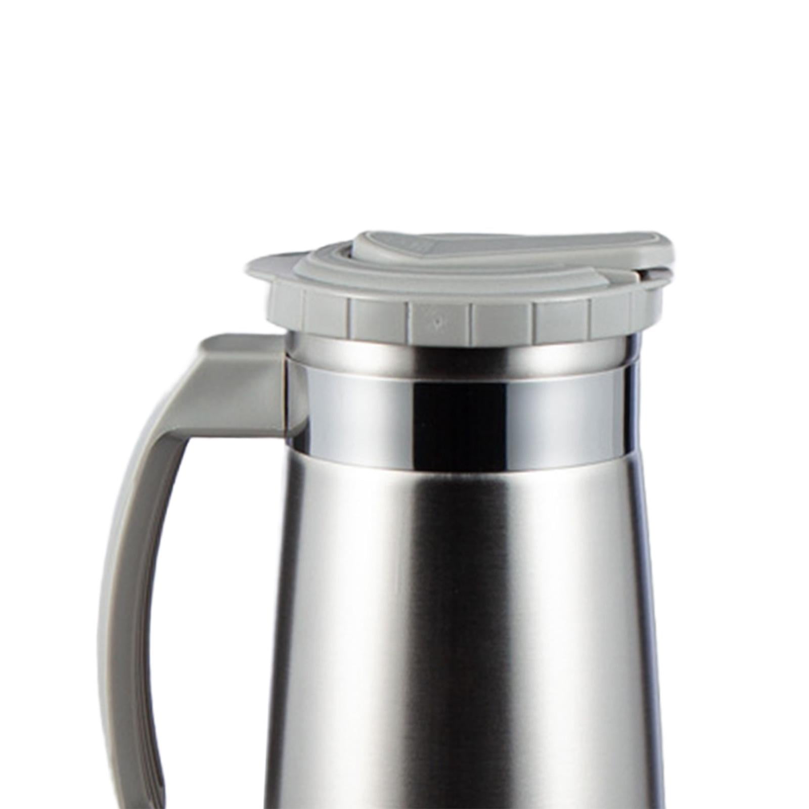 Fiocias Stainless Steel Water Jug 1.3L Large Capacity Reusable Iced Tea Pitcher Lemonade Gray