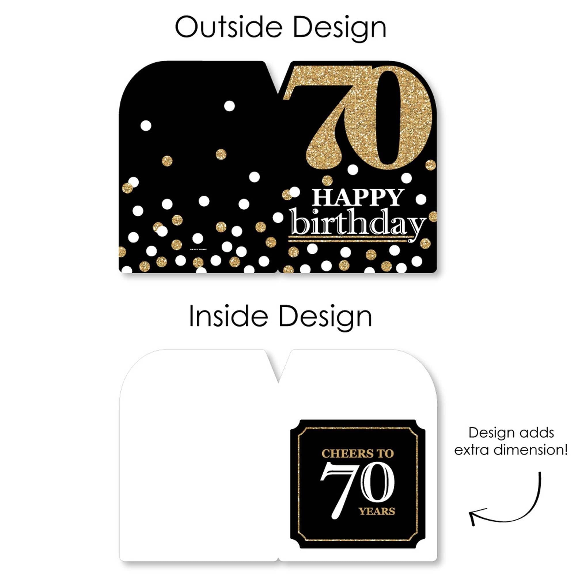 Big Dot of Happiness Adult 70th Birthday - Gold - Happy Birthday Giant Greeting Card - Big Shaped Jumborific Card