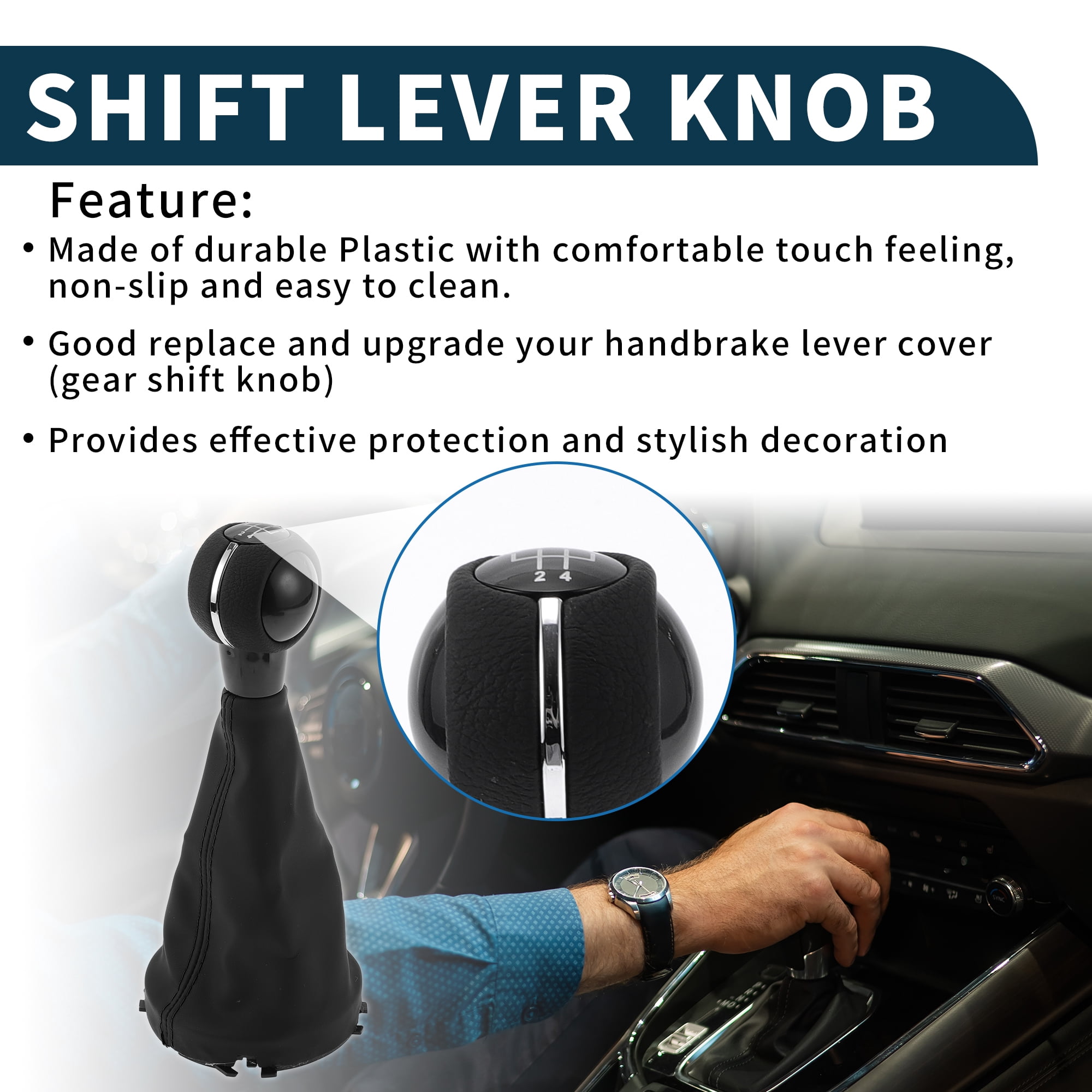 Unique Bargains Gear Shift Knob with Cover 5 Speed Manual Stick Shifter Knob for Mini Cooper F55 F56 Faux Leather