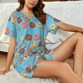 thumbnail image 4 of Honeii Cute Donut for Women's Summer Pajama Set featuring Soft Short Sleeve Shirt & Matching Bottoms with Convenient Pockets for Relaxed Home Wear-3X-Large, 4 of 6