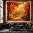 thumbnail image 6 of Autumn Forest Path With Golden Sunbeams and Fallen Leaves, Serene Vintage for Nature Enthusiasts, Forest Wall Art Decor, Thanksgiving Gift, Tapestry Wall Hanging for Living Room and Bedroom, 6 of 7