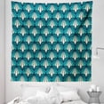thumbnail image 1 of Shells Tapestry, Remembrance of Vintage Style Art Deco Pattern of Design Repetitive Art, Fabric Wall Hanging Decor for Bedroom Living Room Dorm, 5 Sizes, Teal Dark Teal and Pearl, by Ambesonne, 1 of 1