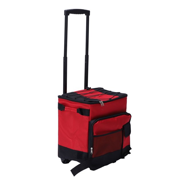 Boîte Isolée à Roulettes, Sac Isotherme à Roulettes Grande Capacité 43L Rouge Imperméable pour Camping