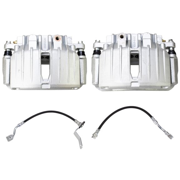 TRQ Rear Brake Caliper Set Brake Hose Compatible with 2002 Chevrolet Silverado 1500 GMC Sierra 1500