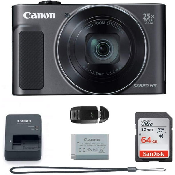 Canon PowerShot SX620 Digital Camera w/25x Optical Zoom - Wi-Fi & NFC  Enabled (Black) - Memory Card Bundle (Camera + 64GB Memory Card) Buzz Photo 