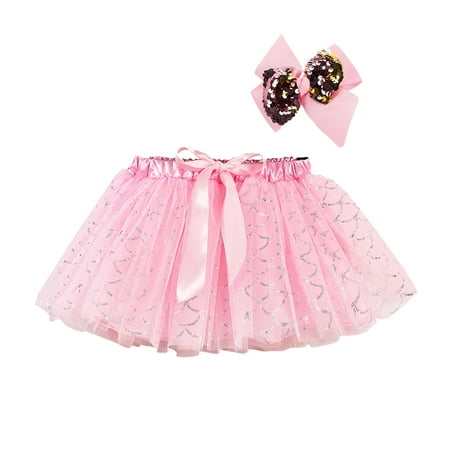 

Skirts For Girls Kids Girls Party Dance Ballet Splice Rainbow Skirt+Bow Hairpin Girls Skirts(Size:5-8 Years)