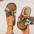 thumbnail image 6 of CHUMUD Christmas Slippers for Women - PU Upper with Colorful Bow & Plush Lining, Festive Platform Winter House Shoes Holiday Gifts, 6 of 9