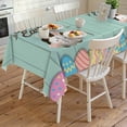 thumbnail image 4 of Green Easter Rectangle Tablecloth, Spring Cartoon Bunny Colorful Eggs Wood Grain Waterproof & StainResistant Tablecloth, Washable Oil-proof Table Cover for Dining/Party/Wedding/Buffet 54x108 In, 4 of 9