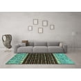 thumbnail image 3 of Ahgly Company Indoor Rectangle Abstract Turquoise Blue Modern Area Rugs, 2' x 4', 3 of 4