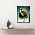 thumbnail image 2 of Heron Monochrome Bird Portrait Orange Sunrise Illustration Acrylic Paint Art Print Framed Poster Wall Decor 12x16 inch, 2 of 5