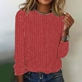 thumbnail image 2 of JYnXIANTI Long Sleeve Shirts for Women Round Neck Striped Soft Tops Casual Comfort T Shirts Fall Winter Clothes Outfits, 2 of 4