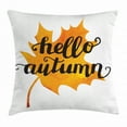 thumbnail image 1 of Autumn Throw Pillow Cushion Cover, Maple Leaf Silhouette in Warm Colors with Hand Lettering Fall Season Quote, Decorative Square Accent Pillow Case, 20 X 20 Inches, Orange and Black, by Ambesonne, 1 of 2