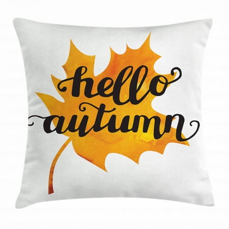 Autumn Throw Pillow Cushion Cover Maple Leaf Silhouette In Warm