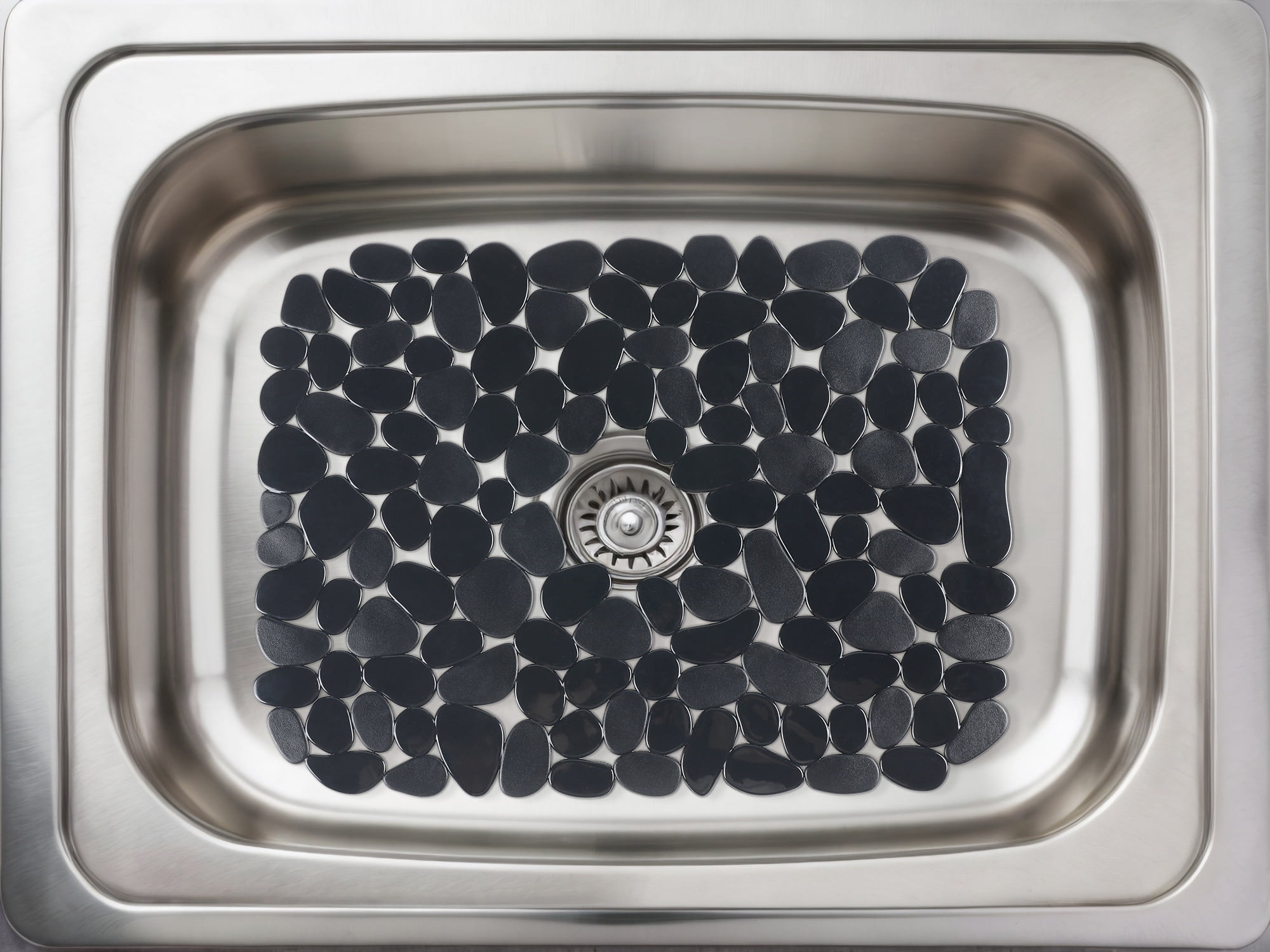Unique Bargains Pebble Sink Mat for Stainless Steel Sinks Black